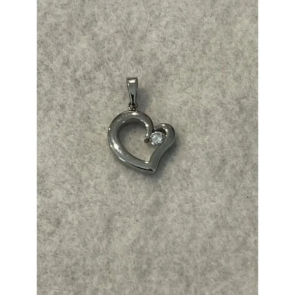 Womens Heart Pendant Stainless Steel Pendant Cubic Zirconia Jewelry - Picture 1 of 4